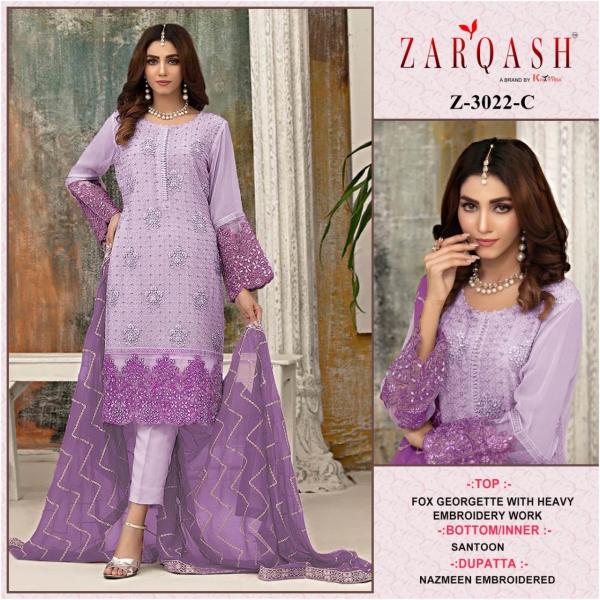 Zarqash Z 3022 Designer Georgette Embroidered Pakistani Suit Collection